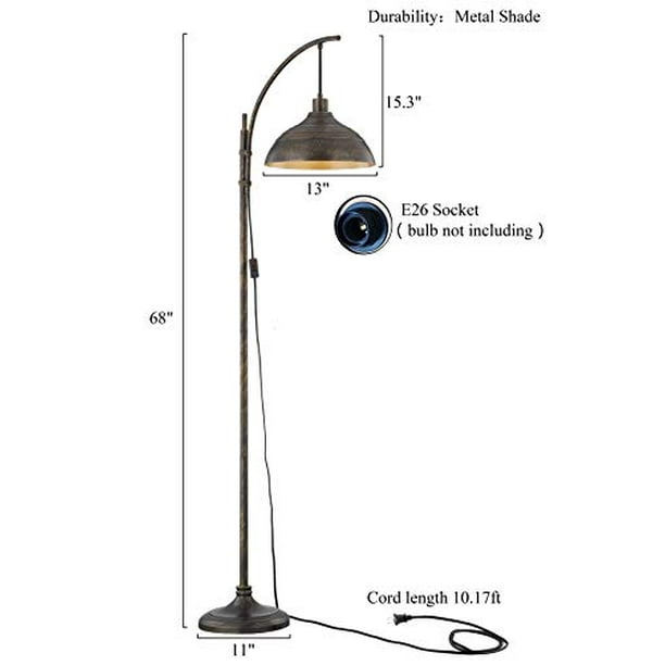 Wox Industrial Floor Lamp Modern Rustic Task In Aged Bronze Finish Standing Farmhouse Arc Lamps For Living Room Bedrooms Office Vintage Arched Bright Tall Reading La Com Standing Lamp Farmhouse Arc Floor Lamps, Modern Rustic Floor Lamp