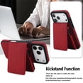 thumbnail image 4 of Leather For iPhone 17 Pro Max Case With  2-in-1 Pop-up Card Holder, Wallet Case For Women Men With RFID Blocking, Durable Leather Kickstand Magnetic Clasp Shockproof Phone Case,Red, 4 of 8
