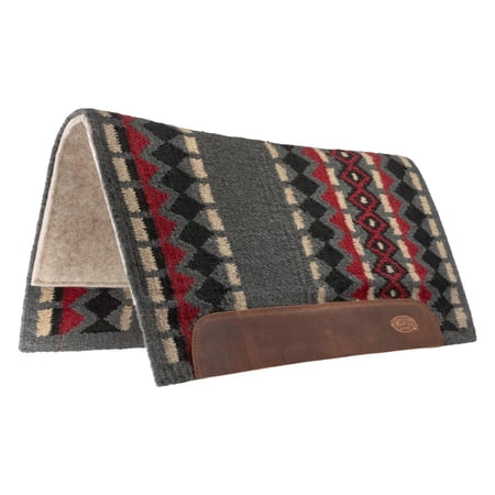 Weaver Leather Flex Felt Contoured Western Saddle Pad - Shock-Absorbing Wool Felt Amarillo-Charcoal/Black/Dark Red / 32x34 / 3/4