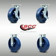 thumbnail image 2 of 8 Inch SS Solid Poly Caster Set with Roller Bearings 2 Brakes 2 Rigid SCC, 2 of 2