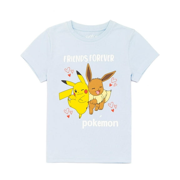 Camiseta Pokémon para niñas y niños Pikachu Eevee azul 7-8 años