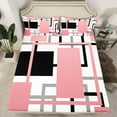 thumbnail image 2 of Manfei Pink Square Twin Sheet Sets for Adult, Abstract Ombre Twin Fitted Sheet, Modern Fashion Style Flat Sheet, Super Cozy Room Decor, 3-Piece, 2 of 7