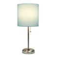 thumbnail image 2 of Creekwood Home 19.5" Brushed Steel Table Lamp with Charging Outlet, Aqua Shade & LED Bulb, 2 of 6