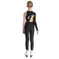 thumbnail image 2 of YUUMIN Girls Figure Ice Skating Leotard Full Body Bodysuit Kids Shiny Metallic Jumpsuit Dance Mesh Gold 8, 2 of 7