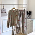 thumbnail image 5 of WRKEKC Winter Pajamas for Women Winter Coral Fleece Long Top Pants and Robe 3 Piece Home Loungewear Sleepwear Set for Women Cold Season Comfort, 5 of 6