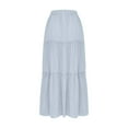 thumbnail image 6 of Bodycon Skirt Womens Maxi Skirts Loose Casual High Waisted Flowy Boho Skirts Trendy Fall Summer Beach Travel Cute Tiered Long Skirts with Pockets Light Blue M, 6 of 7