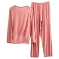 thumbnail image 2 of BONIXOOM Matching Christmas Pajamas Womens Christmas Pajamas Sleepwear None Long Sleeve Solid Sleepwear Sets Hot Pink XL, 2 of 5