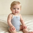 thumbnail image 4 of biudgviw Baby Girl Clothes Breathable Plaid Camisole Bodysuit Newborn Infant Outfit Button Front Sleeveless Casual Onesies(Blue,0-3 Months), 4 of 7