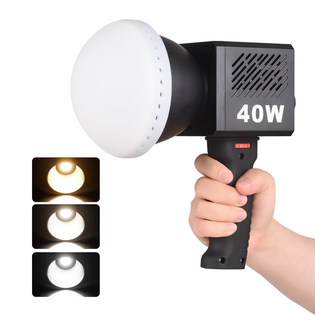 Portable COB Video Light Handheld Photography Fill Light 40W 2500K-6500K Dimmable 9 Scene Lighting Effects Built-in Battery with Handle Reflector Diffuser for Indoor Vlog Live Streaming Pho