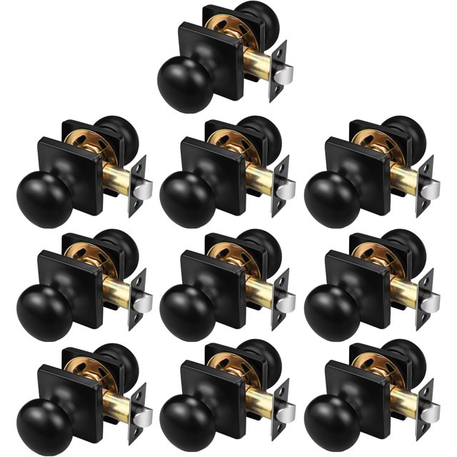 Round Passage Door Knobs Interior Matte Door Knobs Indoor Keyless Non-Locking Handle Set for Hallway or Closet Doors Reversible for Right/Left Handed Door