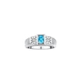 thumbnail image 1 of RYLOS Men's Rings Sterling Silver Classic 6X4MM Oval Gemstone & Diamond Ring Blue Topaz December Birthstone Rings For Men, Silver Rings, Size 12, 1 of 7