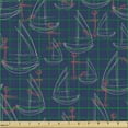 thumbnail image 2 of Ambesonne Nautical Fabric by the Yard Upholstery, Hand Drawn Sailing Boats, 3 Yards, Dark Blue and Coral, 2 of 5