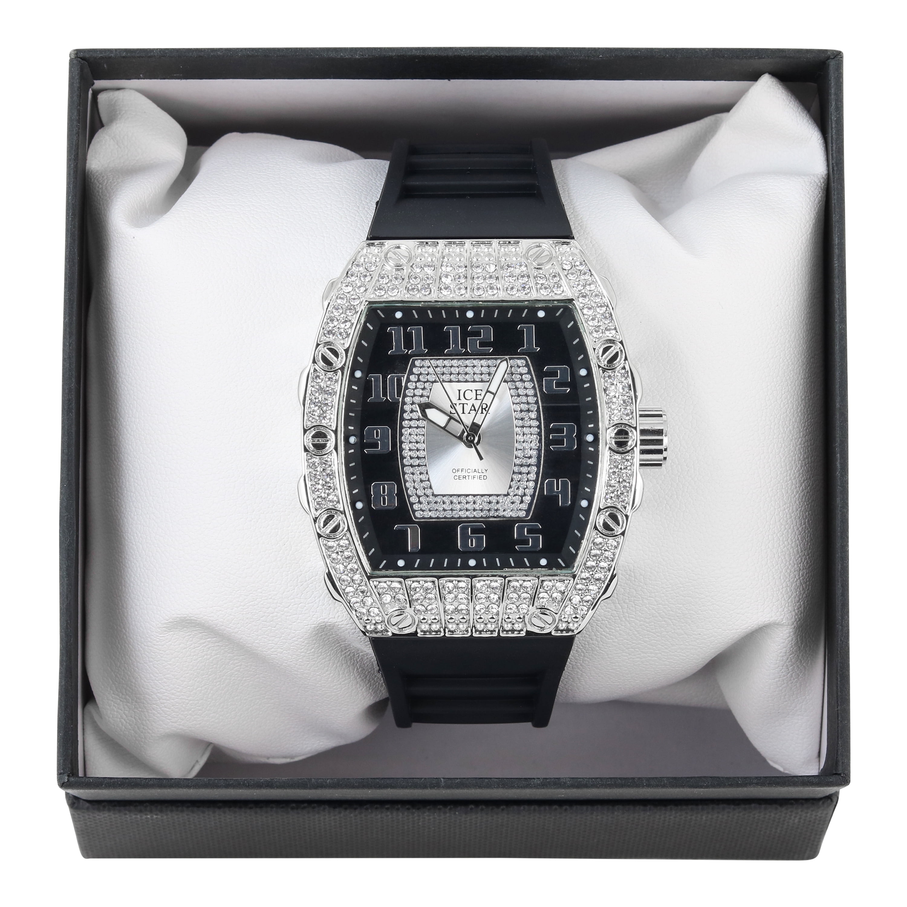 Men's 41mm Iced Watch with Shimmering Simulated Crystals Men's 41mm Iced Watch with Shimmering Simulated Crystals