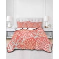 thumbnail image 2 of Quilts Twin-XL Size Bedding Set, Orange Red Coral Coastal Lightweight Quilted Comforter, Ocean Nautical Seaside Beach Soft Reversible Bedspread Coverlet with Pillow Covers for All Season, 68" x 98", 2 of 7