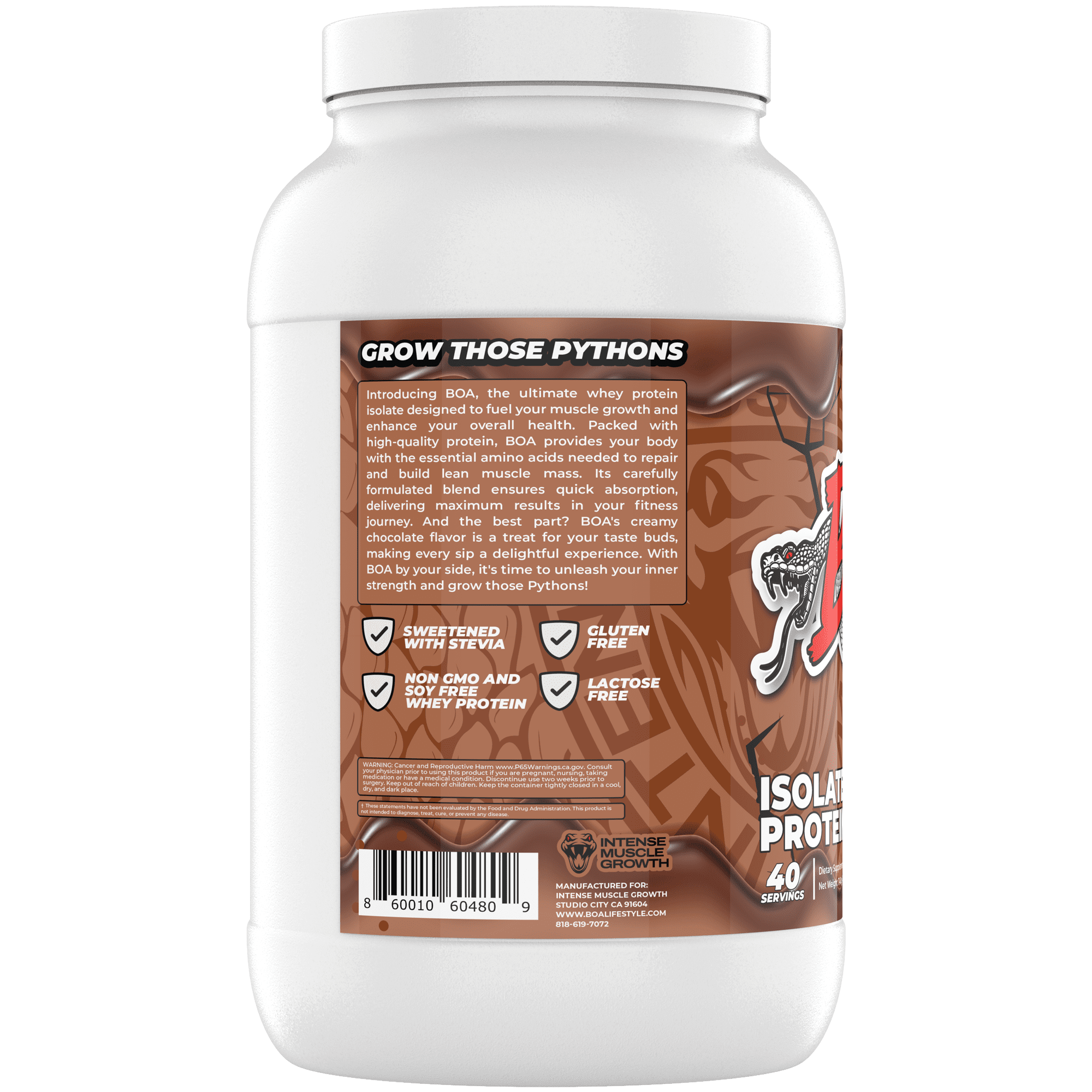 BOA Isolate Protein with Vitamin B6 and Zinc - Low-Sodium Whey Protein Isolate 24g of Protein per Scoop - (Chocolate - 40 Servings)