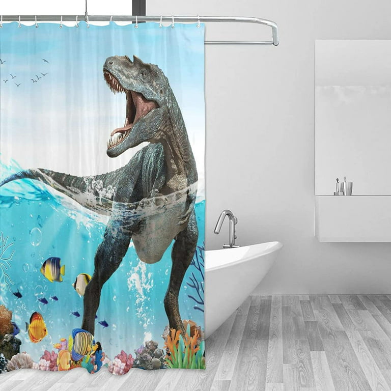 Sonernt Dinosaur Shower Curtain Submarine Coral Boho Shower Curtain Set for  Bathroom Fish Bird Hippie Modern Farmhouse Fabric Waterproof Aesthetic Bathroom  Decor with 12 Hooks 72x72in 