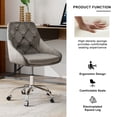 thumbnail image 2 of 2 Piece Comfy Home Office Swivel Chair with Metal Base, Modern Adjustable Lift Desk Chair with High Back and Wheels, Swivel Accent Chair for Vanity, Living Room, Bedroom, Study, Studio, Grey, 2 of 9