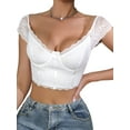 thumbnail image 2 of Women Lace Top, Off-shoulder Underwire Lightweight Summer Bustier Crop Top T-shirt, 2 of 10