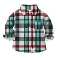 thumbnail image 6 of MKOSPLRT Kids Plaid Shirts Button Down Shirts 6M-8Y Long Sleeve Lapel Collar Fall T Shirts Lightweight Casual Shirts Jacket with Pocket, 6 of 10