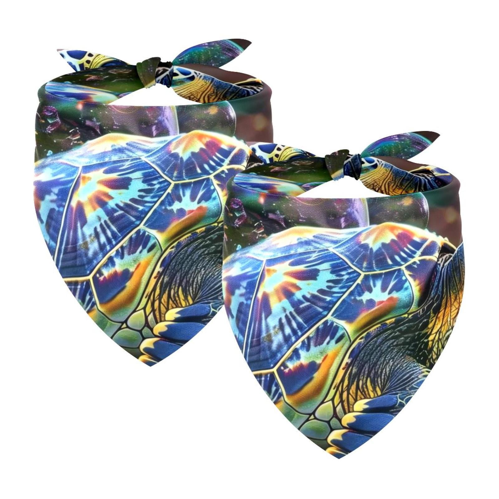 PhooArto Sea Turtle and Bubble Dog Bandanas 2 Pack Soft Washable Pet Scarf Triangle for Large Dogs Puppies and Cats