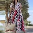thumbnail image 1 of Mefallenssiah Femmes Mode Vacances d'Été Impression Col Rond Bouton Manches Courtes Robe en Vrac, 1 of 9