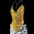 thumbnail image 2 of Htigea Women Metallic Halter Top Rhinestone Backless Cowl Neck Chain Clubwear Tank Tops Gold M, 2 of 7