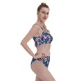 thumbnail image 6 of High Waisted Bikini Sets For Women, Blue Leaves Lilies Flowers Swimsuits Tummy Control, Two Pieces Bathing Suit, 6 of 8