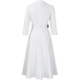 thumbnail image 6 of Women‘s A-Line Dress with Belt, 3/4 Sleeve Flared Dress for Wedding Guest & Office, Semi-Formal Dress, 6 of 7