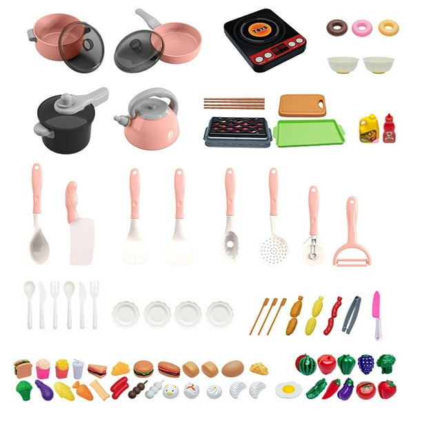 Juguetes Para Niño Juego de cocina para niños, juguete de corte con platos, utensilios y utensilios de cocina realistas y seguros, juguete educativo para niños pequeños. Juguetes Para Bebe 1 Año