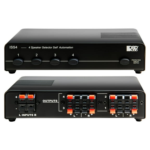 4x Pair High Power Speaker Selector with Impedance Protection and Easy Input/Output Connectors ISS4