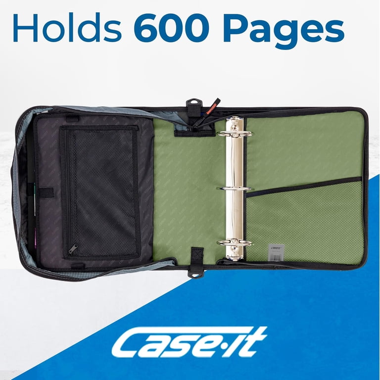 Case-it The Mighty Zip Tab Zipper Binder - 3 Inch O-Rings - 5
