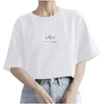 thumbnail image 2 of Otvok Womens New Short-Sleeve Tops Round Neck Solid Color Casual Summer Blouse, 2 of 6
