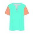 thumbnail image 4 of TKLPEHG Short Sleeve Tunic Tops for Women Short Sleeve T Shirts Lightweight Going Out Tops Color Block Graphic Tee Casual Loose Summer V Neck Button Plus Size Tops Blouses(Green,XXL), 4 of 4