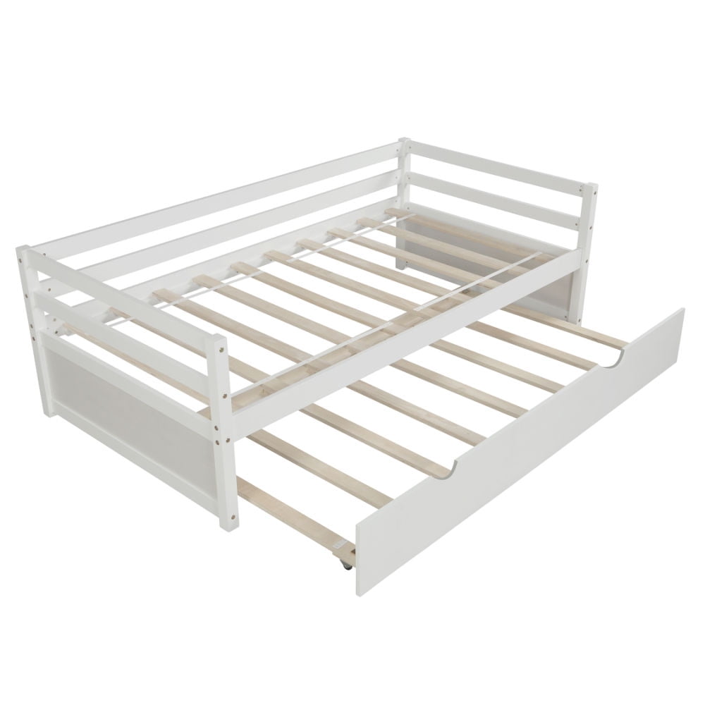 Kepooman Home Twin Extendable Daybed Sofa Bed with 2 Storage Drawers for Children, White Kepooman Home Twin Extendable Daybed Sofa Bed with 2 Storage Drawers for Children, White