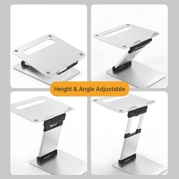 Support ergonomique pour laptop en aluminium avec ventilation, réglable en  hauteur - PrimeCables®