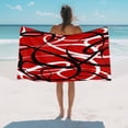 thumbnail image 3 of Beach Towel Red Black Circle Lines Bath Pool Towels Stripe Modern Abstract Art Absorbent Beach Towel Soft Large Quick Dry Lightweight Camping Travel Sports Yoga Gym Swim Towels for Adult 35x70 Inch, 3 of 9