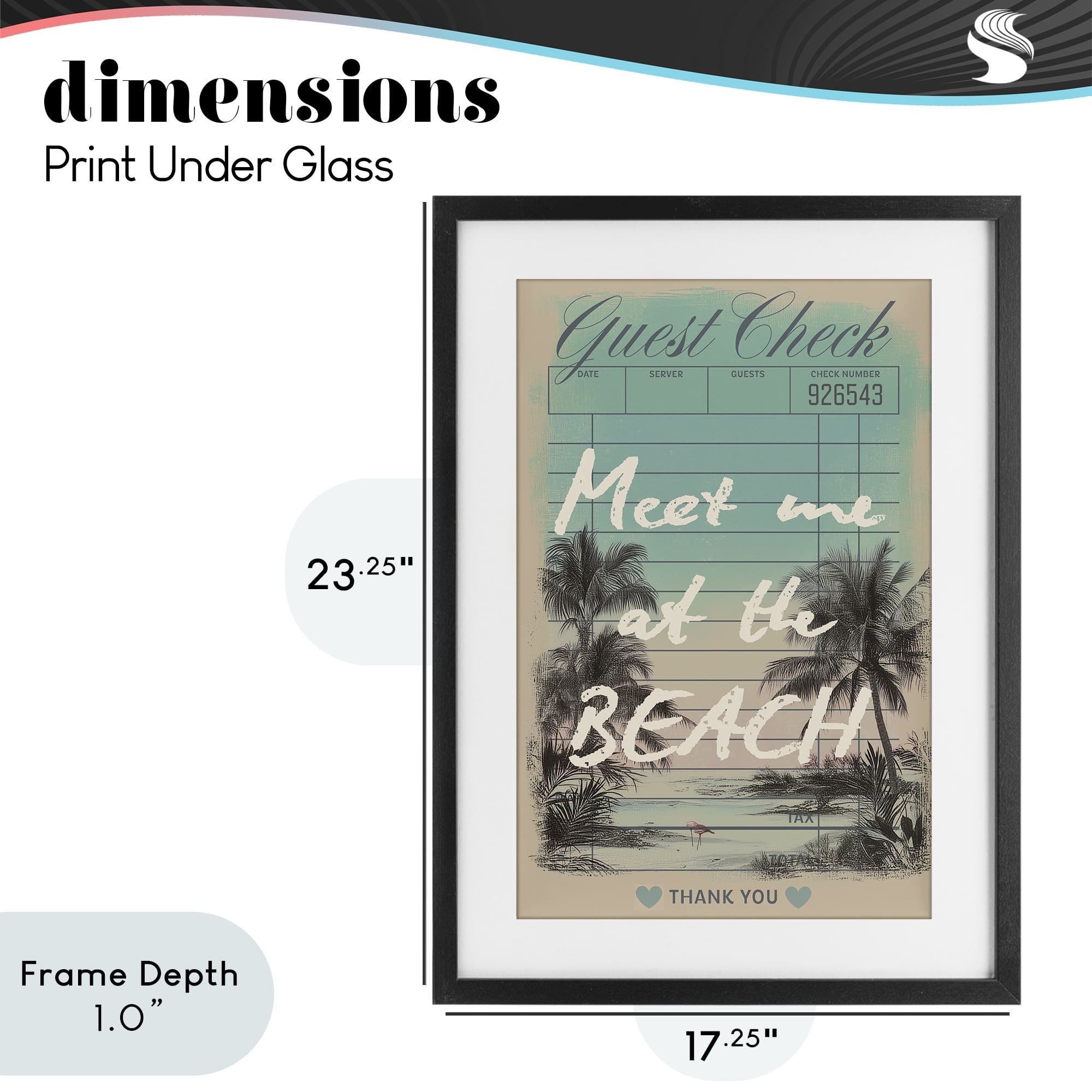 Stupell Industries Meet Me At Beach Check Black Framed Print Under Glass, design by Annabelle Hall