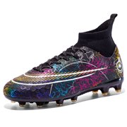 CERYTHRINA Men’s Soccer Cleats Football Boots Professional Training Turf Outdoor Indoor Sports Athletic Big Boy’s Sneaker Black 37