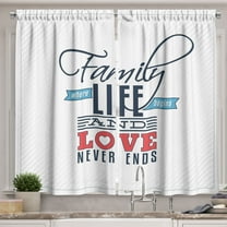 Ambesonne Vintage Kitchen Curtains, Words Family Love Typo, 55"x39", Black Pale Blue Red