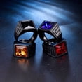 thumbnail image 2 of PAURO Men's Stainless Steel Vintage Square Agate Gemstone Ring High Polished Black Side,Black Size 11, 2 of 4