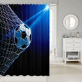 thumbnail image 2 of Manfei Sport Shower Curtain 72Wx84L, Soccer Bathroom Shower Curtain, Dark Blue Cyan, 2 of 5