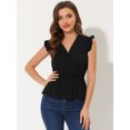 thumbnail image 3 of INSPIRE CHIC Women's Ruffle Flutter Sleeve V Neck Summer Peplum Blouse Top Black M, 3 of 5