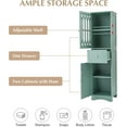 thumbnail image 5 of 64" H Tall Bathroom 2 Doors & Drawer, Home Space Saver, Narrow Floor Freestanding Storage Cabinets with Adjustable Shelves for Living, Entryway, Laundry Room, Green, 5 of 7