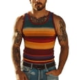 thumbnail image 4 of Mens Tank Top Retro Striped Streetwear Workout Summer Sleeveless Gym Classic Fit Breathable Muscle Undershirts for Men Orange L, 4 of 4