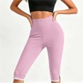 thumbnail image 5 of QATAINLAV Women's Capri Leggings with Contrast Split Hem Fitted Leg Cropped Yoga Pants Stretchy Pull On Workout Capris, 5 of 6
