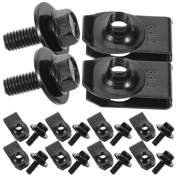 OHOIOLLA 10Pairs U-Shaped Iron Bumper Retainer Bolts and Clips for Automotive Maintenance Car Parts