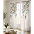 thumbnail image 5 of Floral Eucalyptus Leaves Sheer Curtains 84 Inch Length 2 Panels Set for Living Room/Bedroom, Daisy Summer Botanical Rustic Kitchen Curtains Grommet Semi-Sheer Curtains Window Treatments 52"x84"x2, 5 of 7