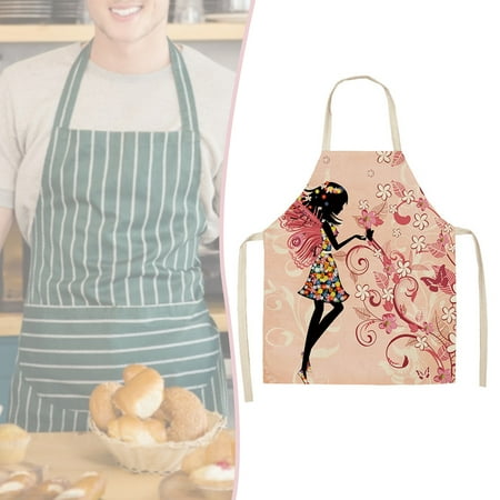 

GXSR Kitchen Cooking Aprons Adjustable Bib Aprons 3D Cartoon Fairy Colorful Water Oil Stain Resistant Black Chef Cooking Kitchen Aprons with Pockets soft Chef Apron-26.77 x 21.65