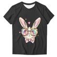 thumbnail image 3 of VBTAPA Happy Easter Shirt 2025 Women Short Sleeve Bunny Graphic T-shirt Easter Teacher Shirt Funny Holiday Blouse Tops Prime Sales of The Day Black M, 3 of 5