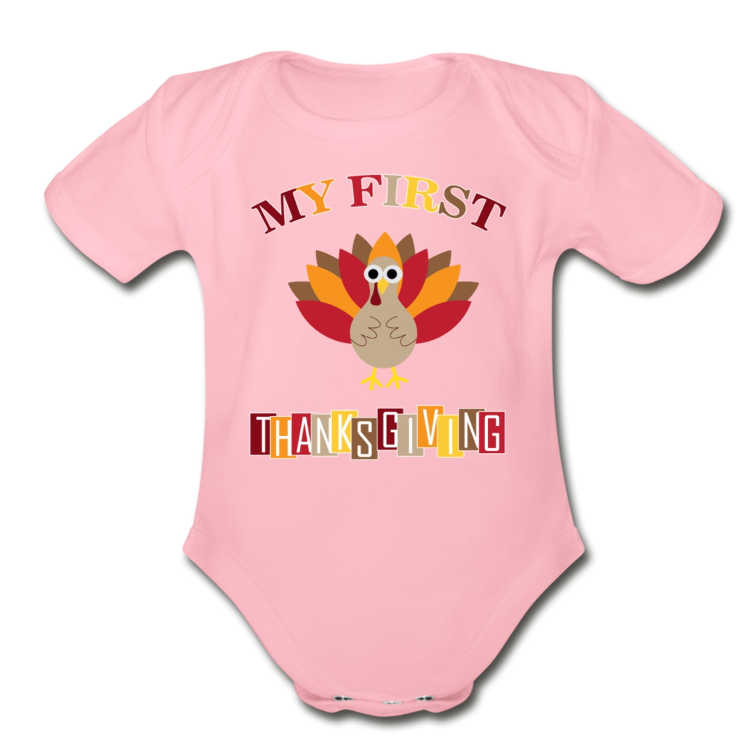 My First ThanksGiving (Turkey) - Organic Short Sleeve Baby Bodysuit